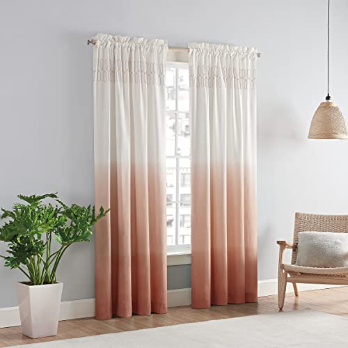 Vue Arashi Moderner Boho Dekorativer Ombre Stangentaschen-Fenstervorhang für Wohnzimmer (1 Panel), 132,1 x 213,4 cm, Melone von Vue