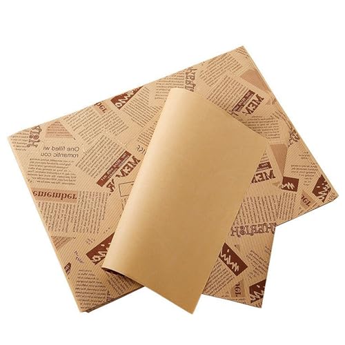 Vueinrg 100 Blatt 28 x 38 cm Wachspapier für Lebensmittel Käsepapier Brotpapier Antihaft Butterbrotpapier Fettdicht Sandwich Papier Burger Papier Antihaftbeschichtung für Butter Käse Pommes Hamburger von Vueinrg