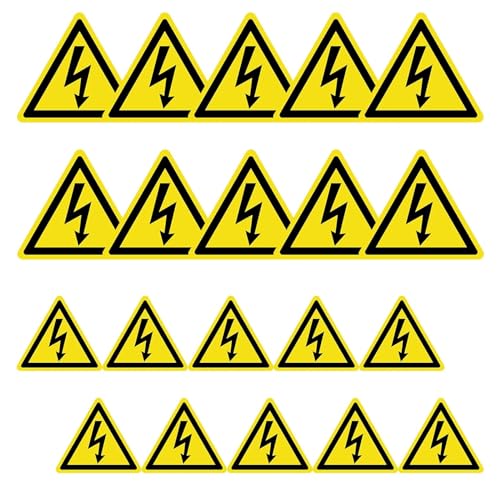 Vueinrg 20 Stück 5cm/10cm Aufkleber Elektro Warnschild Elektrische Spannung Achtung Strom Warnaufkleber Dreieck Schild Folie Selbstklebend Warnung vor Hochspannung Adesivi von Vueinrg
