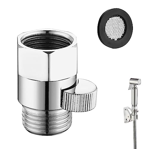 Vueinrg Duschkopf Absperrventil 1/2 Zoll Wasserstopper Dusche Ventil Duschstopp Messing Eckventil Wasserverteiler Brause Shut-Off Ventil mit Gummidichtung für Handbrause Brausearm (Poliert Chrom) von Vueinrg