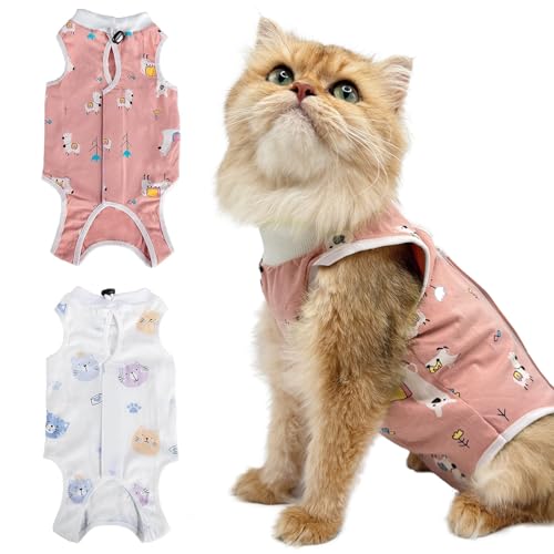 Haustiere Schutz Kleidung für Katzen, 2Pcs Recovery Suit Katze Erholungsanzug Kleidung, Chirurgischer Genesungsanzug Erholungsanzug, Operationsgenesungsanzüge (Schafe + Katzen, S) von Vuemhjaey