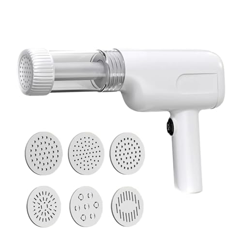 Nudelmaschine Hand Elektrisch, Spaghettieispresse Tragbar Weiß 1800mAh Mit 6 Modi, Aufladbar Pasta Machine Kitchen Aid Aufsatz für den Haushalt von Vulaop