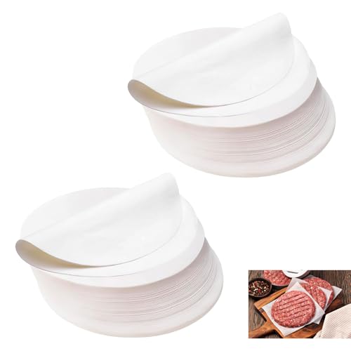 1000 Stück gehacktes Burgerpapier 11cm, Antihaftpapier Zuschnitte für Burgerpressen, Backpapier für Burgerpresse, Wachspapier für Patties, Frikadellen, Kuchen, Einfrieren, Backen, Grillen von Vulcyxa