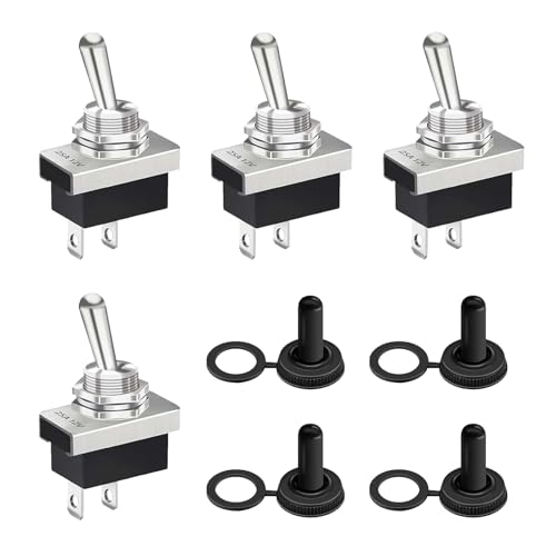 4 Stück KN3D-101 Kippschalter, Mini Kippschalter SPST EIN/AUS 12V DC 25A mit 2 Anschlussstiften & Wasserdichter Kappe, Metallschalter Toggle Switch für Auto Boot KFZ Wohnmobil LKW Motorrad Elektronik 4 Stück KN3D-101 Kippschalter, Mini Kippschalter SPST EIN/AUS 12V DC 25A mit 2 Anschlussstiften & Wasserdichter Kappe, Metallschalter Toggle Switch für Auto Boot KFZ Wohnmobil LKW Motorrad Elektronik von Vulcyxa