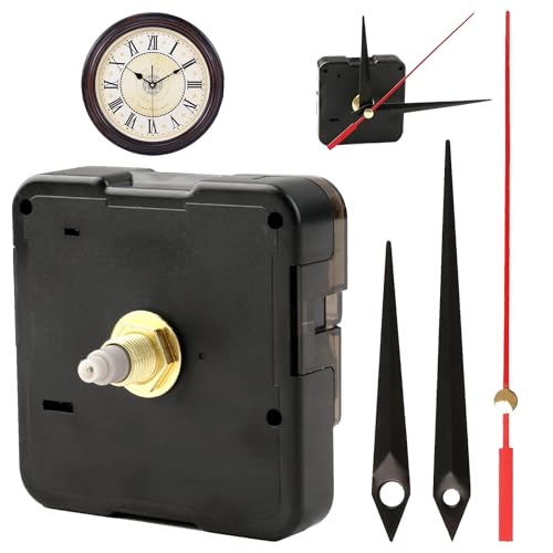 Quarz Uhrwerk, Uhrwerk für Wanduhr, Super Leises für DIY Projekte, 16mm Schaftlänge, Präzise Zeitmessung mit Inklusive Zeigersatz für Wanduhren, Ideal für Reparaturen und kreative Uhrenprojekte von Vulcyxa