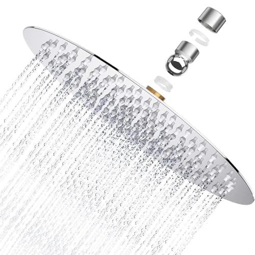 10 Zoll Regendusche,Duschkopf Edelstahl AISI304 Duschkopf Regenduschkopf Mit Anti-Kalk-Düsen Ultradünner Kreisförmiger Hochdruck Duschkopf Verstellbarer Kopfbrause Mit Poliert Spiegeleffekt Für Bad von Vulevirtue