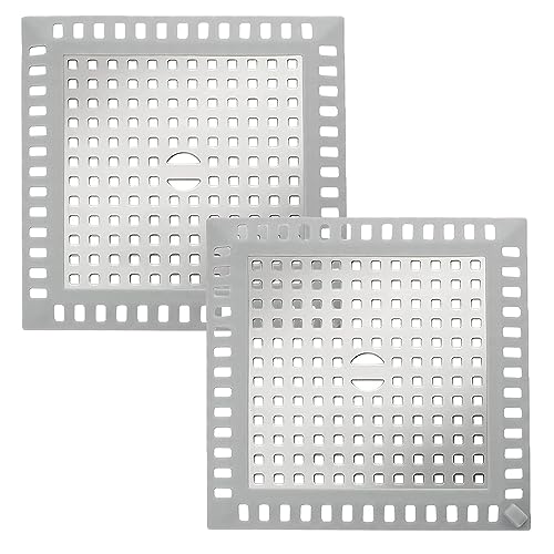 2 Stück Quadrat Abflussschutz, Edelstahl Abflussgitter,Abflusssieb Dusche, Waschbecken Sieb Sieb für Spülbecken,12.5 x 12.5 cm(Silberner) von Vulevirtue