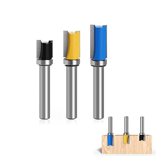 3 Stück Bündigfräser 8mm,Kopierfräser 8mm,Kopierfräser Router Bit,Kopierfräser 8mm Schaft,für Trimm Carving Tool von Vulevirtue