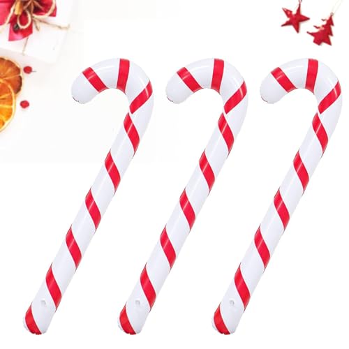 Vulevirtue 3 Stück 90cm Aufblasbare Zuckerstangen Weihnachtsdeko, Rot-Weiß von Vulevirtue
