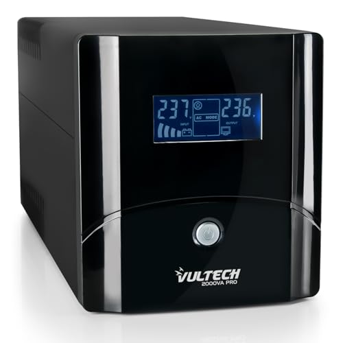 Vultech UPS2000VA-PRO Line Interactive Unterbrechungsfreie Stromversorgung mit LCD, Schwarz [Italien] von Vultech