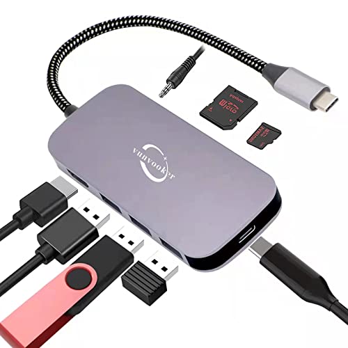 Vunvooker USB C Hub,Multiport Adapter mit Audio Jack,4K HDMI-Ausgang,100W PD,SD/TF Kartenleser,3 USB 3.0,USB-C Expander für Laptop,kompatibel mit MacBook Pro/Air,iPad und andere Typ-C Geräte Vunvooker USB C Hub,Multiport Adapter mit Audio Jack,4K HDMI-Ausgang,100W PD,SD/TF Kartenleser,3 USB 3.0,USB-C Expander für Laptop,kompatibel mit MacBook Pro/Air,iPad und andere Typ-C Geräte von Vunvooker