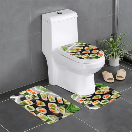 Vuoongt 3-teiliges Badvorleger Sushi Dill Essiggurken Toilettenvorleger Toilettendeckelvorleger Toilettendeckelvorleger Toilettendeckelvorleger von Vuoongt