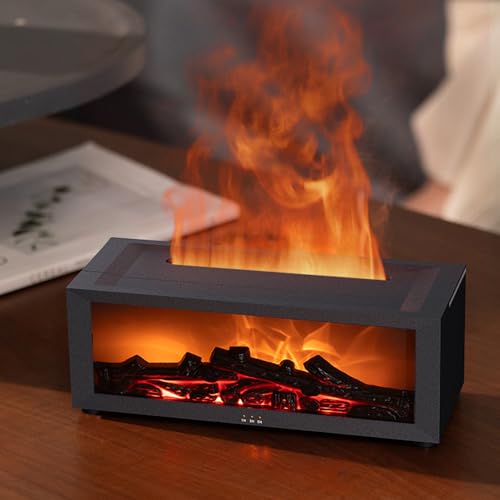 Diffusor Mit Dynamischem Flammeneffekt,LED Kamin Aroma Diffuser,Luftbefeuchter mit Fernbedienung,150ml Öl Aromatherapie Luft Diffusor Luftbefeuchter, Nano Nebel Diffusor für Schlafzimmer Büro von Vurlexat