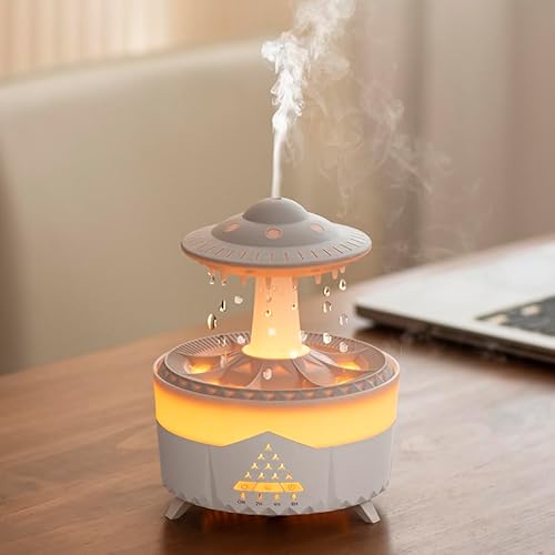 Regenwolken Luftbefeuchter und Diffusor,Luftbefeuchter mit Fernbedienung,7 Farben LED Aromatherapie Diffusor In UFO-Form,Regengeräusche zum Einschlafen,350ml Raumbefeuchter Schlafzimmer Regenwolken Luftbefeuchter und Diffusor,Luftbefeuchter mit Fernbedienung,7 Farben LED Aromatherapie Diffusor In UFO-Form,Regengeräusche zum Einschlafen,350ml Raumbefeuchter Schlafzimmer von Vurlexat