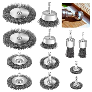 12Pcs Drahtbürste Bohrmaschine, Dratbürstenaufsatz Bohrmaschine, Felgenbürste Set, Rundschaft 6mm, Abtragen und Polieren, Bürste zur Entfernung von Rost/Korrosion Reinigen für Holz und Metall von Vusddy