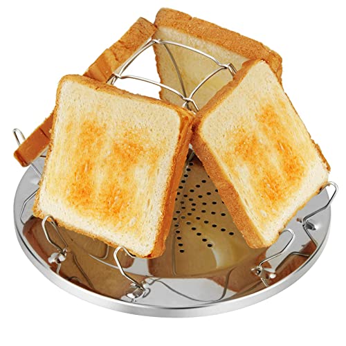 Vusddy Camping Toaster für Gaskocher, faltbarer Edelstahl Gas Toaster für 4 Scheiben, Mini Gasherd Toaster für Outdoor, Picknick, Reisen, Wohnmobile, RV von Vusddy