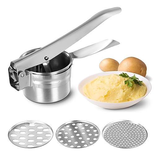 Spaghettieispresse,Manuelle Kartoffelpresse,Professionell Kartoffelstampfer aus Edelstahl mit 3 austauschbaren Scheiben,Kartoffelpresse Edelstahl für Kartoffelpüree,Babynahrung,Zitrone Auspressen Spaghettieispresse,Manuelle Kartoffelpresse,Professionell Kartoffelstampfer aus Edelstahl mit 3 austauschbaren Scheiben,Kartoffelpresse Edelstahl für Kartoffelpüree,Babynahrung,Zitrone Auspressen von Vusddy