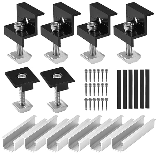 Vusddy Solarmodul Halterung, Solarpanel Halterung, Alu Photovoltaik Montageschiene 20Cm, Halterung Endklemme Kit 30-35Mm, Solar Panels Mounting Bracket Für Flachdach Blechdach Solarmodule von Vusddy