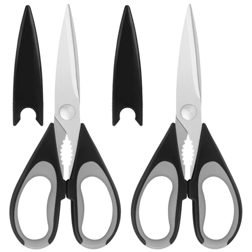 Vutyvve Küchenschere, Edelstahlklingen, weicher Griff, multifunktionales Küchenscheren-Set, Schwarz/Grau, 2-teiliges Set von Vutyvve