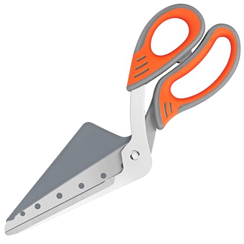 Vutyvve Pizzaschere Pizzaschere mit Abnehmbarem Pizzaschaufel Lebensmittelqualität Scharfe Edelstahlklingen und Softgrip-Griffe Multifunktionale Küchenschere 27cm Grau/Orange von Vutyvve
