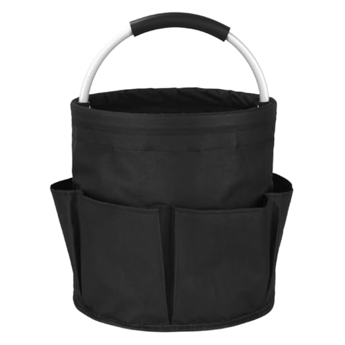 Vuxava Reinigungstasche Putzmittel Organizer, Organizer Universal-Reinigungs-Caddy, Aufbewahrungskorb Mit Griff, Werkzeugkorb Tasche mit 6 Außentaschen für Indoor Use, Garden, Bathroom,Schwarz von Vuxava