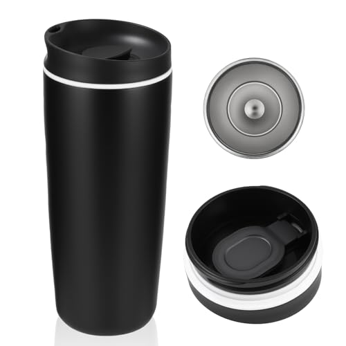 Vuxava Thermobecher Edelstahl 20oz (590ml) – Isolierbecher To Go, Auslaufsicher & Doppelwandig – Kaffeebecher für Büro, Reise & Outdoor（schwarz） von Vuxava