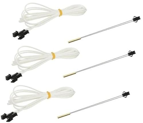 Vuzmode 3 STÜCKE 3D Drucker NTC100K Thermistoren Sensoren Temperatur Thermistor Sensor mit Kabel 3950 Messing Kopf SM Terminal 3D-Drucker-Thermistor(BLACK 2M US) von Vuzmode