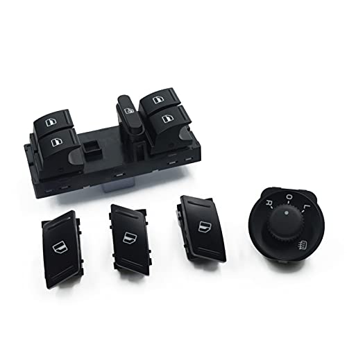 Vuzmode 5PCS SET Elektrische Fensterheber Seite Spiegel Schalter Taste, for Skoda, for Octavia, MK2 II 1Z 0 959 858B 1Z1959565A Seitenspiegelschalter von Vuzmode