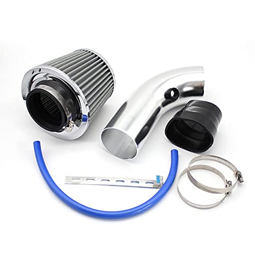 Vuzmode Turbo-Universal-Kaltansaugkit mit Filter, 76 mm, Auto-Gummischlauch, Hochleistungs-Induktions-Kompressor-Ansaugrohr Auto-Luftfilter(Silver) von Vuzmode