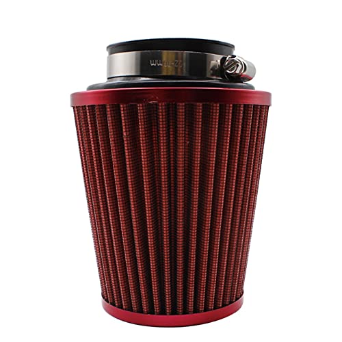 Vuzmode Universeller 3-Zoll-Autoluftfilter, Clean Intake, High Flow, runder Kegel, Auto-Luftansaugfilter, Induktionskit, Hochleistungs-Sportnetz Auto-Luftfilter(65mm Red) von Vuzmode