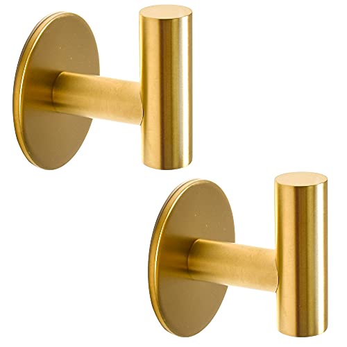 Vuzvuv Handtuchhaken Ohne Bohren Gold Garderobenhaken Edelstahl SUS304 Wandhaken Garderobe Haken Selbstklebend Kleiderhaken für Küche,Badezimmer,Büro,2 Stück von Vuzvuv