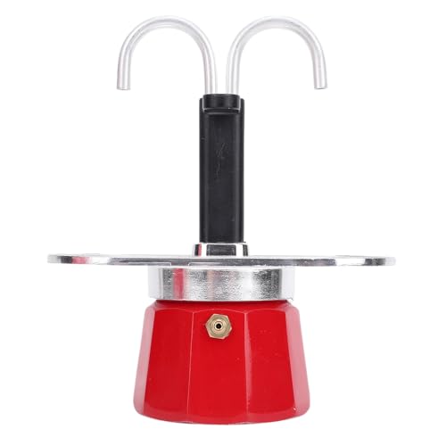 Vvikizy 2 Tasse Kaffeekanne, 100 Ml Doppelrohrkaffeemaschine Rote Aluminiumlegierung Kaffeemaschine für die Heimreise mit Leichtem Design von Vvikizy