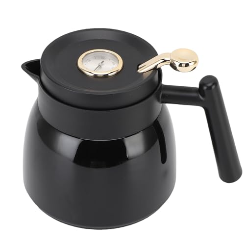 Vvikizy 880 Ml Isolierter Teekanne, Vakuumkaffeekanne Thermaltee aus Edelstahl -Tee -Getränkekrug mit Mechanischer Temperaturanzeige für Kaffee -Tee -Milchsaft (Schwarz) von Vvikizy