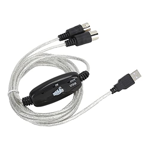 Vvikizy USB-MIDI-Kabel MIDI-zu-USB-Adapter mit Vergoldeten Anschlüssen LED-Anzeige Eingebauter Treiber für VISTA OS X 2 Meter von Vvikizy