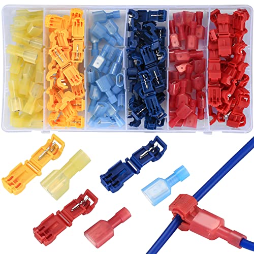 Vwoqiy 120 Stück Abzweigverbinder Set(60 T-Abzweigverbinder + 60 Flachstecker Schnellverbinder), Kabelverbinder, Kabelklemmen Quickverbinder - 0,5-4mm² (Drei Farben 120) von Vwoqiy