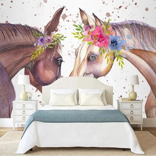 Benutzerdefinierte Fototapete 3D Aquarell Blumen Pferd Abstrakte Hintergrundwandmalerei-300X210Cm Benutzerdefinierte Fototapete 3D Aquarell Blumen Pferd Abstrakte Hintergrundwandmalerei-300X210Cm von VwrxnchCoatx