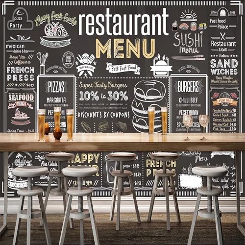 VwrxnchCoatx Benutzerdefinierte 3D-Tapete Graffiti-Tafel Englischer Buchstabe Restaurant Café Hintergrund Wanddekor Fresken-350X245Cm VwrxnchCoatx Benutzerdefinierte 3D-Tapete Graffiti-Tafel Englischer Buchstabe Restaurant Café Hintergrund Wanddekor Fresken-350X245Cm von VwrxnchCoatx