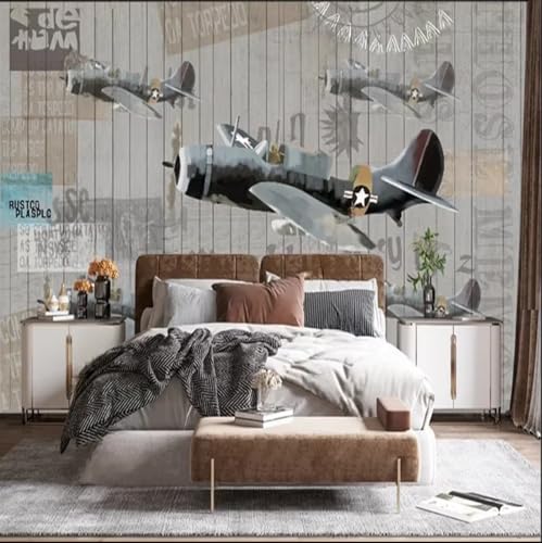 VwrxnchCoatx Benutzerdefinierte Cartoon-Flugzeug-Wandbild Für Kinderzimmer – Personalisierte 3D-Tapete Für Kinderzimmer,Jungen,Schlafzimmer,Wandkunst,Dekor,Hintergrund,350 X 245 Cm von VwrxnchCoatx