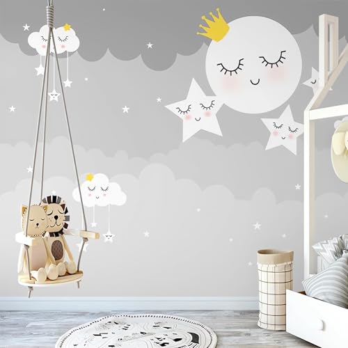 VwrxnchCoatx Benutzerdefinierte Tapete 3D Cartoon Wolke Sternenhimmel Wandbilder Kinderzimmer Schlafzimmer Hintergrund Dekor-200X140Cm von VwrxnchCoatx