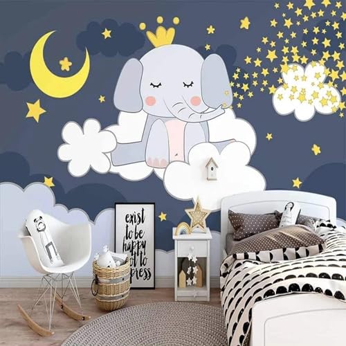 VwrxnchCoatx Benutzerdefinierte Wandbild Tapete 3D Handgemalte Cartoon Elefant Kinderzimmer Hintergrund Home Decor Wand-400X280Cm von VwrxnchCoatx