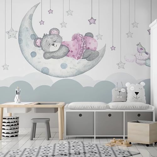 VwrxnchCoatx Benutzerdefinierte Wandbild Tapete 3D Handgemalte Cartoon Mond Stern Kinderzimmer Schlafzimmer Hintergrund Wohnkultur Wandverkleidung Hintergrund-200X140Cm von VwrxnchCoatx