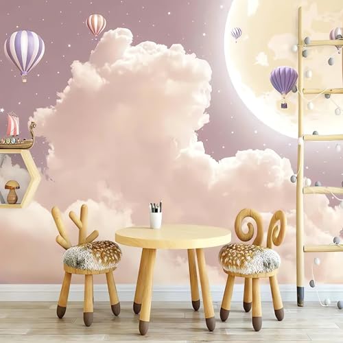 VwrxnchCoatx Benutzerdefinierte Wandbild Tapete 3D Wolken Heißluftballon Wandmalerei Kinderzimmer Hintergrund Wanddekoration-430X300Cm von VwrxnchCoatx