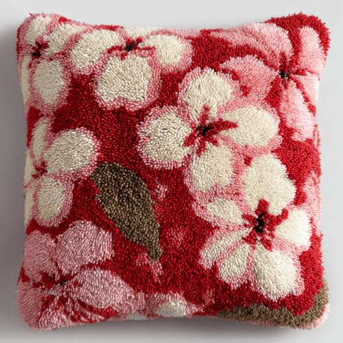 VwrxnchCoatx Knüpfteppich Zum Selber Knüpf-Sets Mit Kissen Knüpfen-Set 43X43Cm Kissenbezug-Set Für Erwachsene Und Kinder Latch Hook Kit Heimaccessoire（Blumen） von VwrxnchCoatx