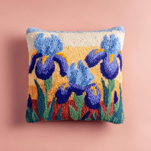 VwrxnchCoatx Knüpfteppich Zum Selber Knüpf-Sets Mit Kissen Knüpfen-Set 43X43Cm Kissenbezug-Set Für Erwachsene Und Kinder Latch Hook Kit Heimaccessoire（Blumen） von VwrxnchCoatx