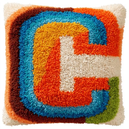VwrxnchCoatx Knüpfteppich Zum Selber Knüpf-Sets Mit Kissen Knüpfen-Set 43X43Cm Kissenbezug-Set Für Erwachsene Und Kinder Latch Hook Kit Heimaccessoire（Brief） von VwrxnchCoatx
