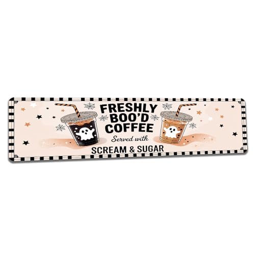 Freshly Boo'd Coffee Halloween-Küchenschild für Hexencafé, Spukeingang oder gruselige Wanddekoration, 20,3 x 30,5 cm von Vwurxau