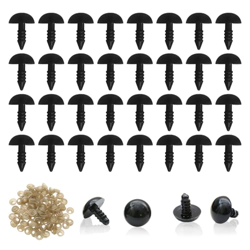Vxcbad Sicherheitsaugen Augen Knopfaugen für Häkeltiere Schwarz Kunststoff Teddyaugen Knopfaugen 100 Paar für Plüschtiere Und DIY-Projekte (16mm) von Vxcbad