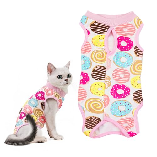Katzenbody Nach OP – Baumwolle Genesungsanzug mit Bauchbedeckung & Leckbarriere für Kastration,Verstellbar Ganzjahres (L) von Vxcvzv