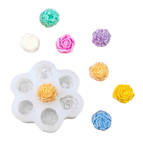 Silikonformen Gießformen Blumen,7 Mulden 3D Rosenform,Lebensmittelqualität Backform für Fondant,Schokoladen-Cupcake-Dekoration DIY Basteln von Vxcvzv