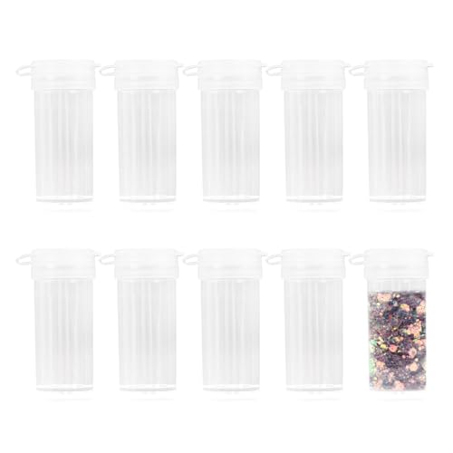 10er Set Mini Salz- und Pfefferstreuer aus Kunststoff - Tragbare Gewürzspender mit Deckel für Unterwegs, Camping, Bento-Box - Transparent, Dicht Versiegelt, Wiederverwendbar, 9ml，Einfach zu tragen von Vxiwscy
